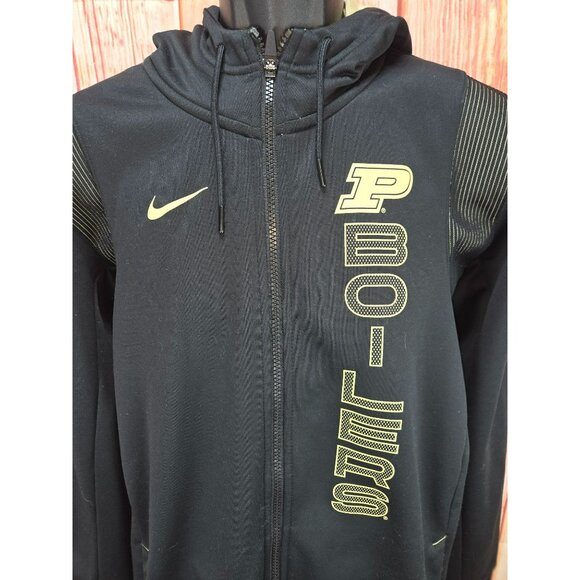 Purdue Boilermakers Nike Dri-Fit Full-Zip Hoodie Medium Black Polyester Jacket - Picture 3 of 10